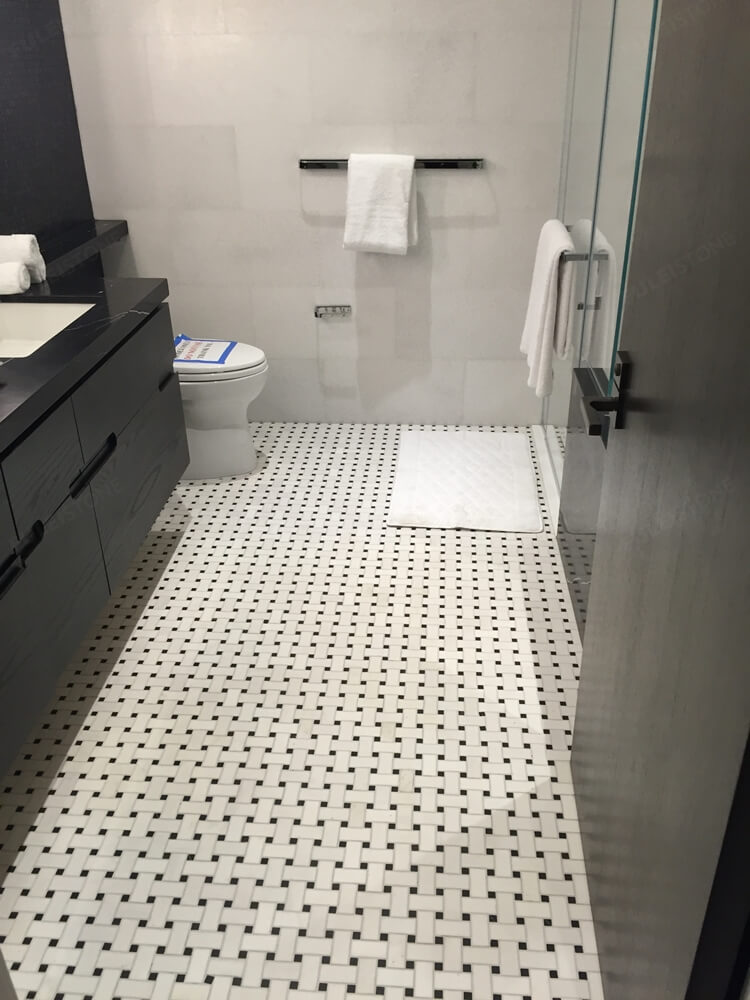 White Basketweave Mosaic Flooring