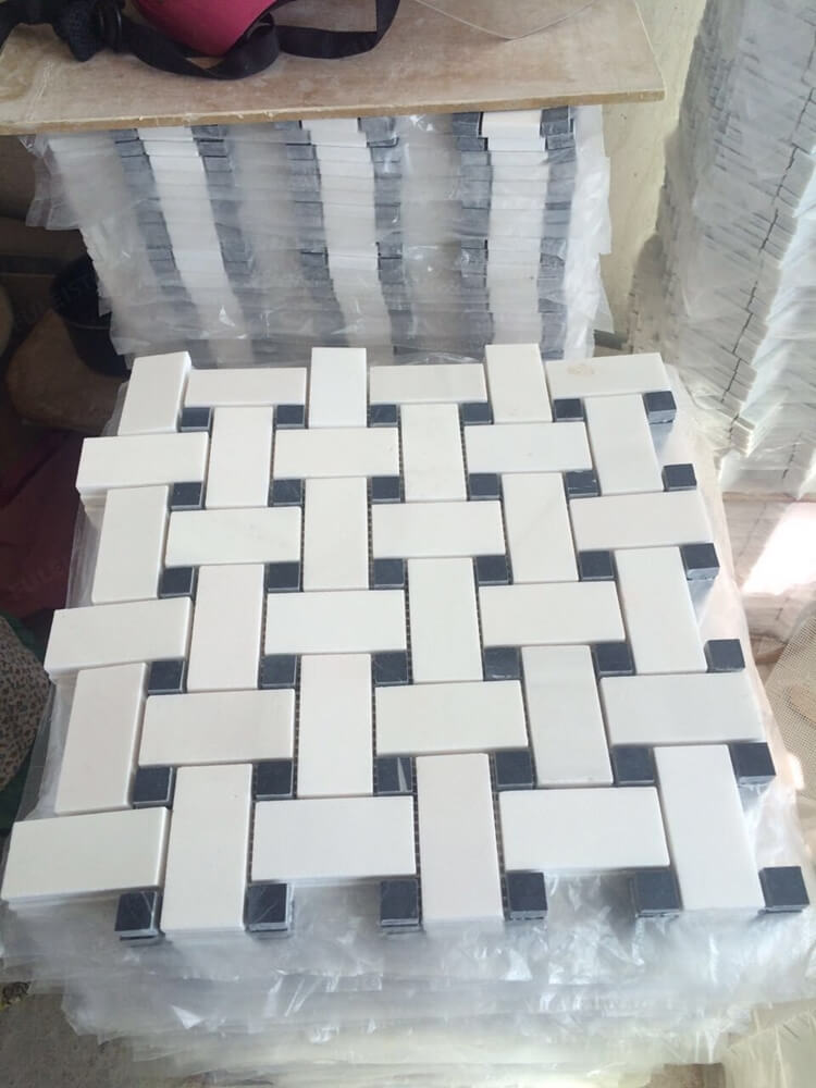 White Basketweave Mosaic Tiles
