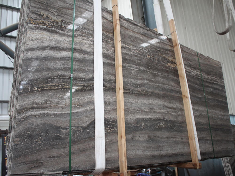 Dark Silver Travertine Slab