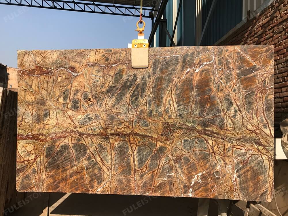Rain Forest Brown Marble Slab India