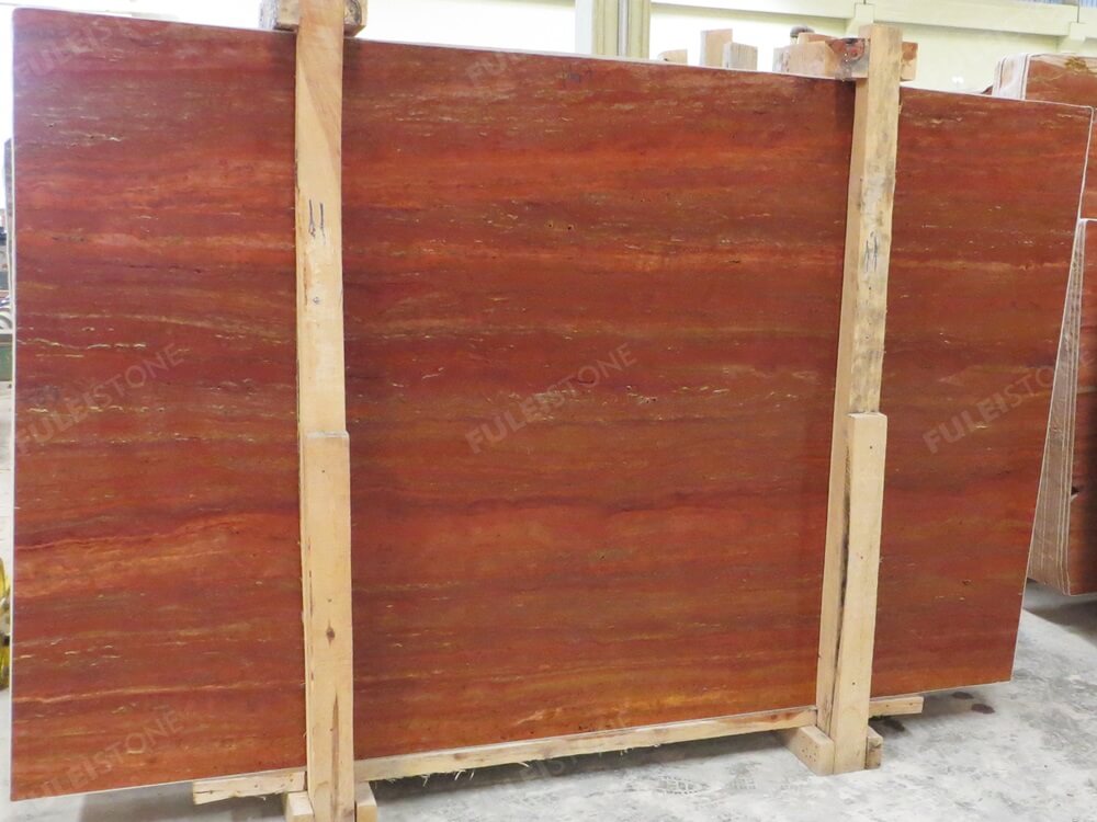 Red Travertine Marble Slab