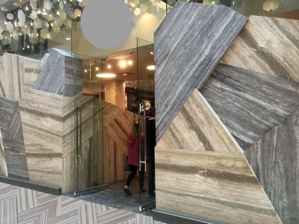 silver travertine tile for project