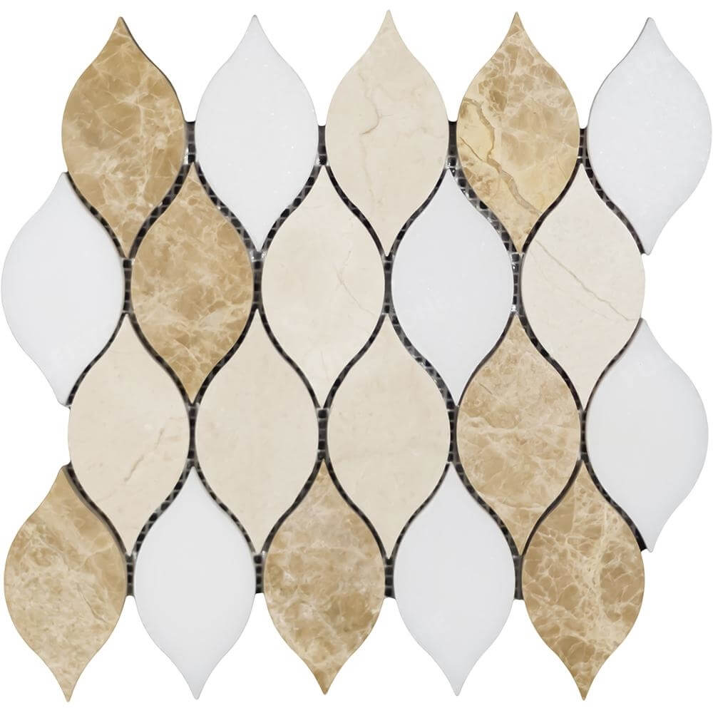 Candle Light Waterjet and Carrara Mosaic Tile