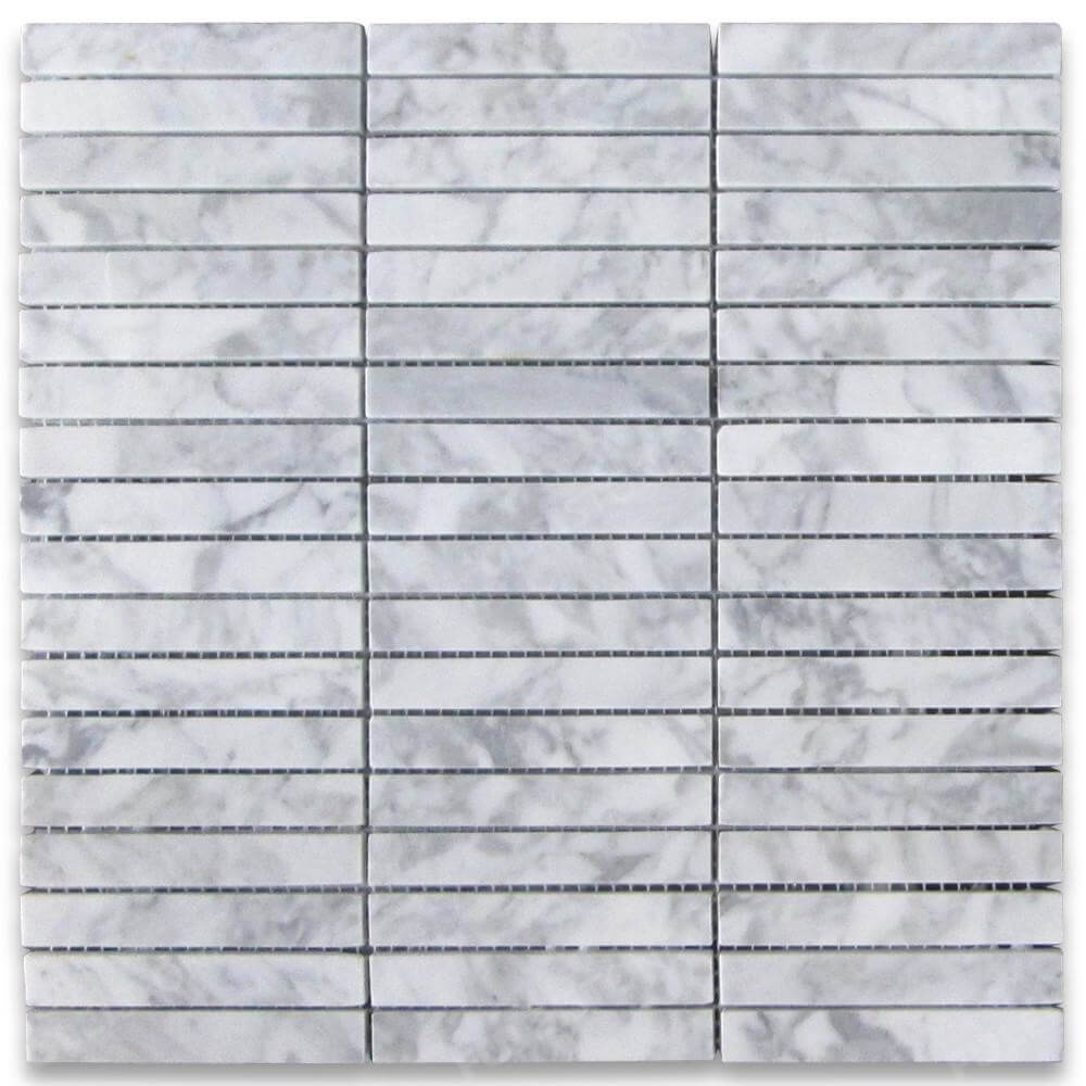 Carrara White Basketweave Mosaic Tiles 2