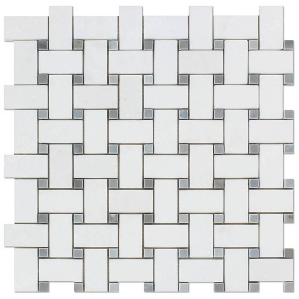 Carrara White Basketweave Mosaic Tiles