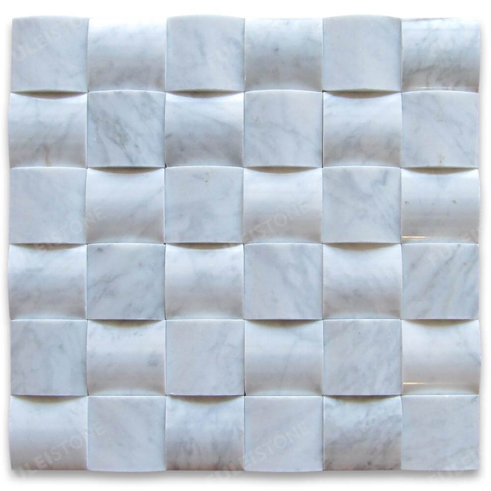 Carrara White Marble 3D Cambered Curved Mosaic Tile