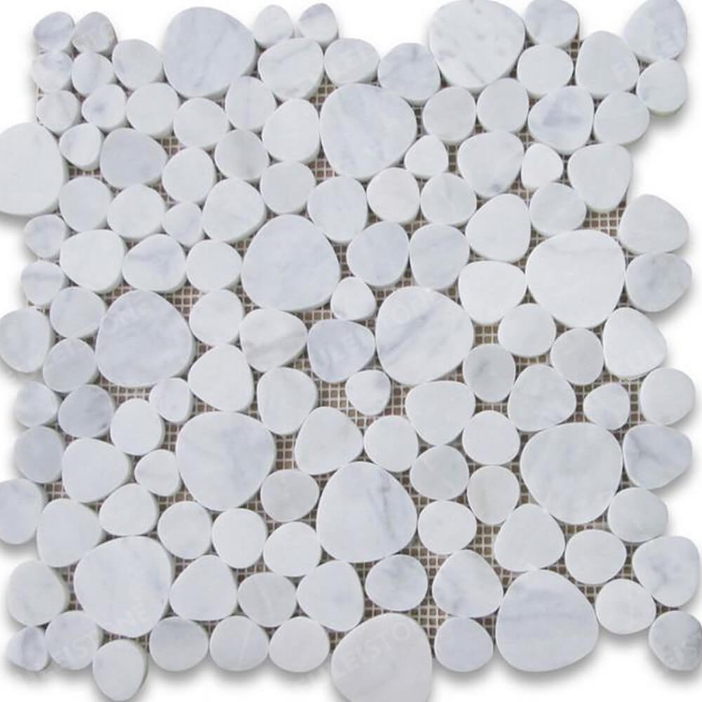 Carrara White Marble Bubble Round Mosaic Tile