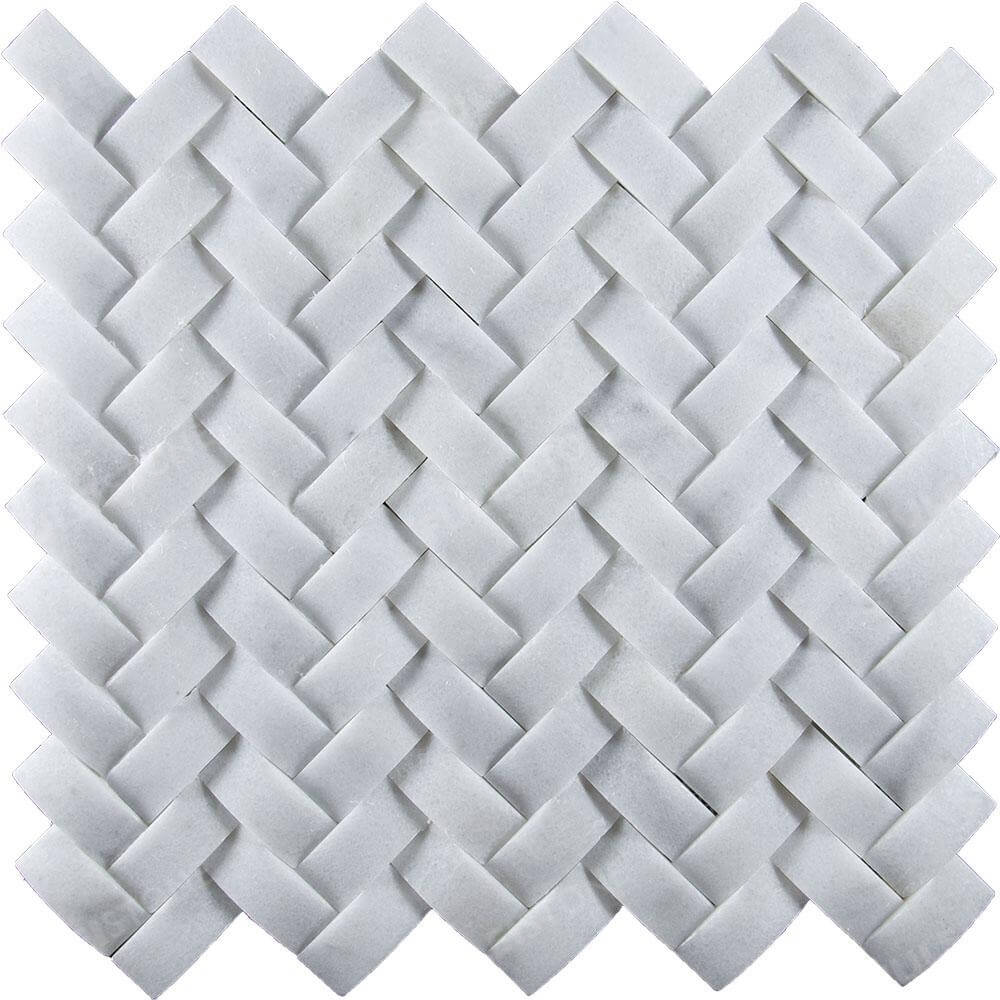 China Crystal White Marble Cambered Mosaic Tiles