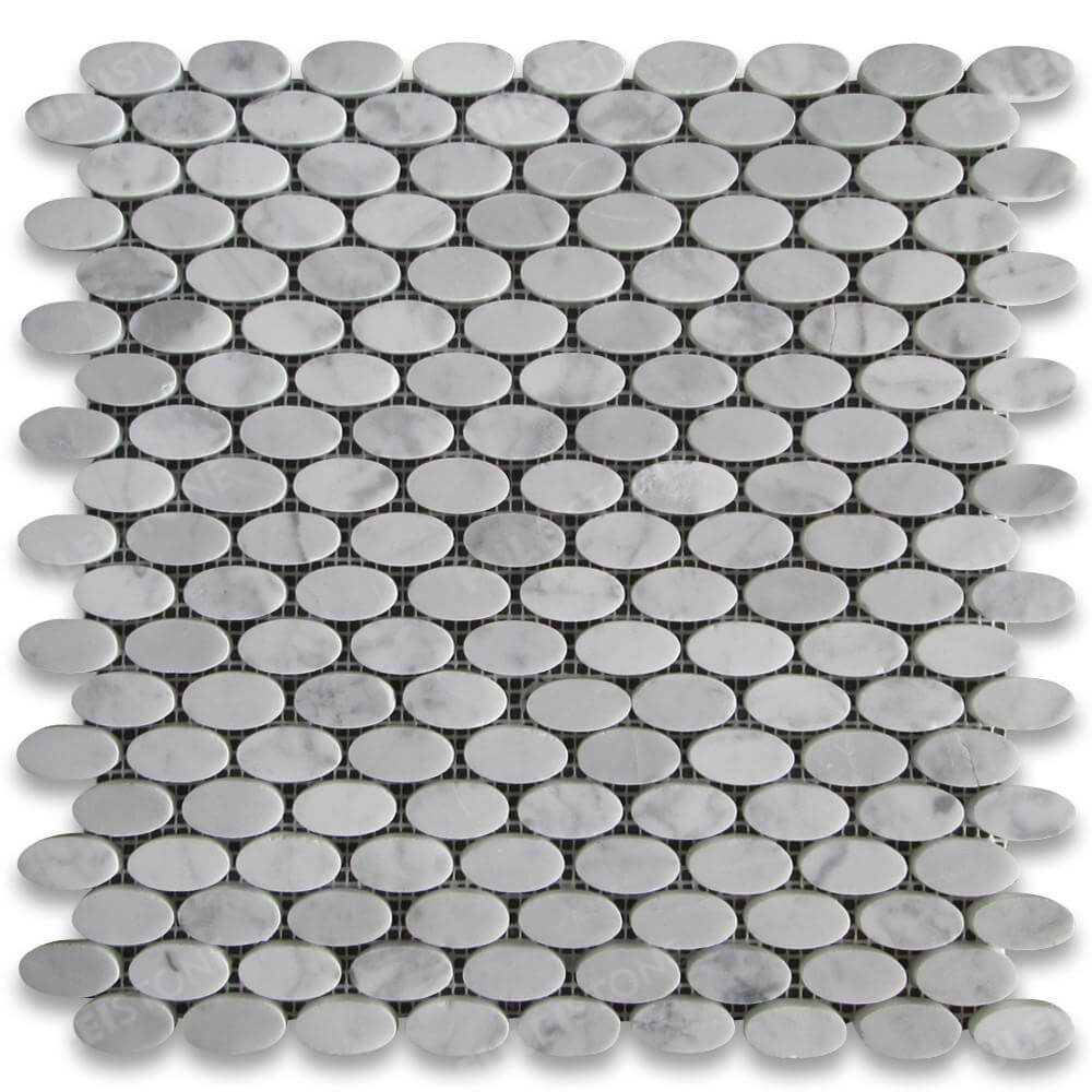 China White Marble Ellipse Oval Mosaic Tiles