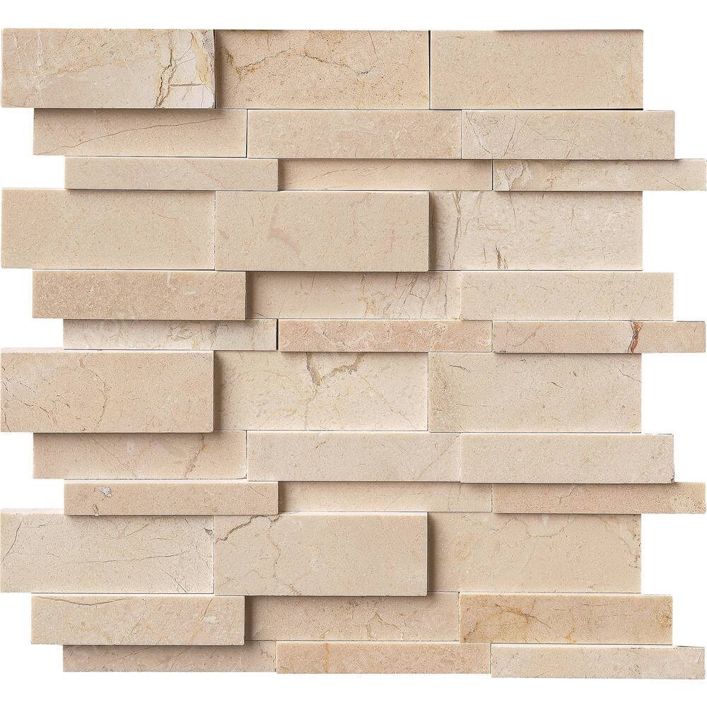 Crema Marfil Marble 3D Interlocking Mosaic Tiles