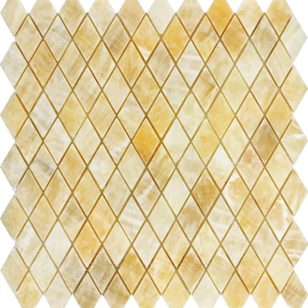 Honey Onyx and Thassos White Flower Mosaic Tiles