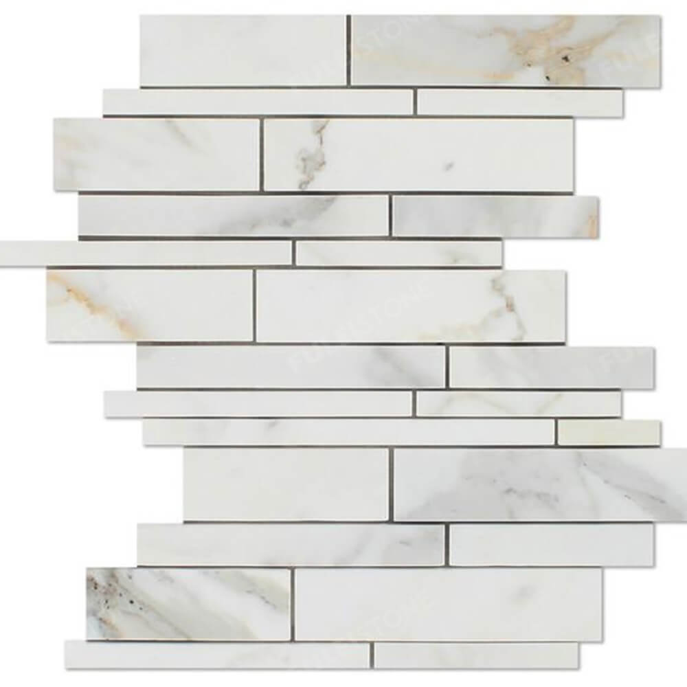 Italy Calacatta Gold Marble Random Strip Mosaic Tile