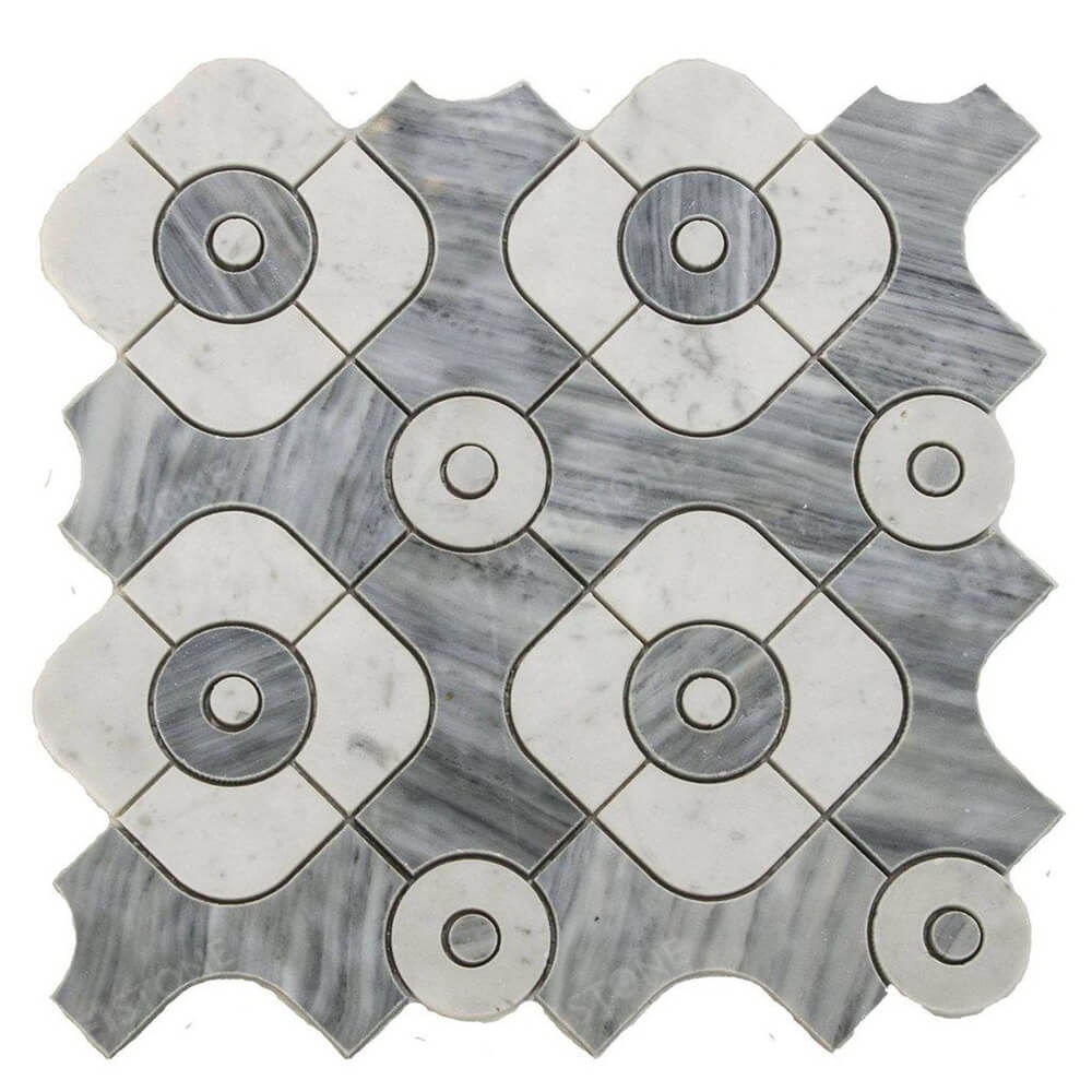 Luxury Thassos White Marble Waterjet Tile Mosaic