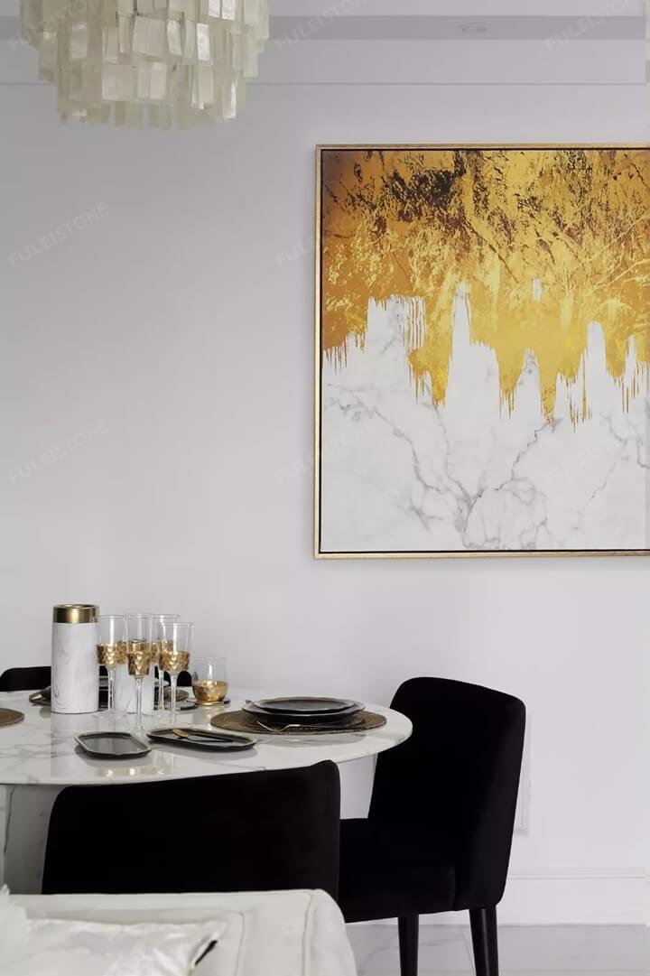 Metal fork and marble table