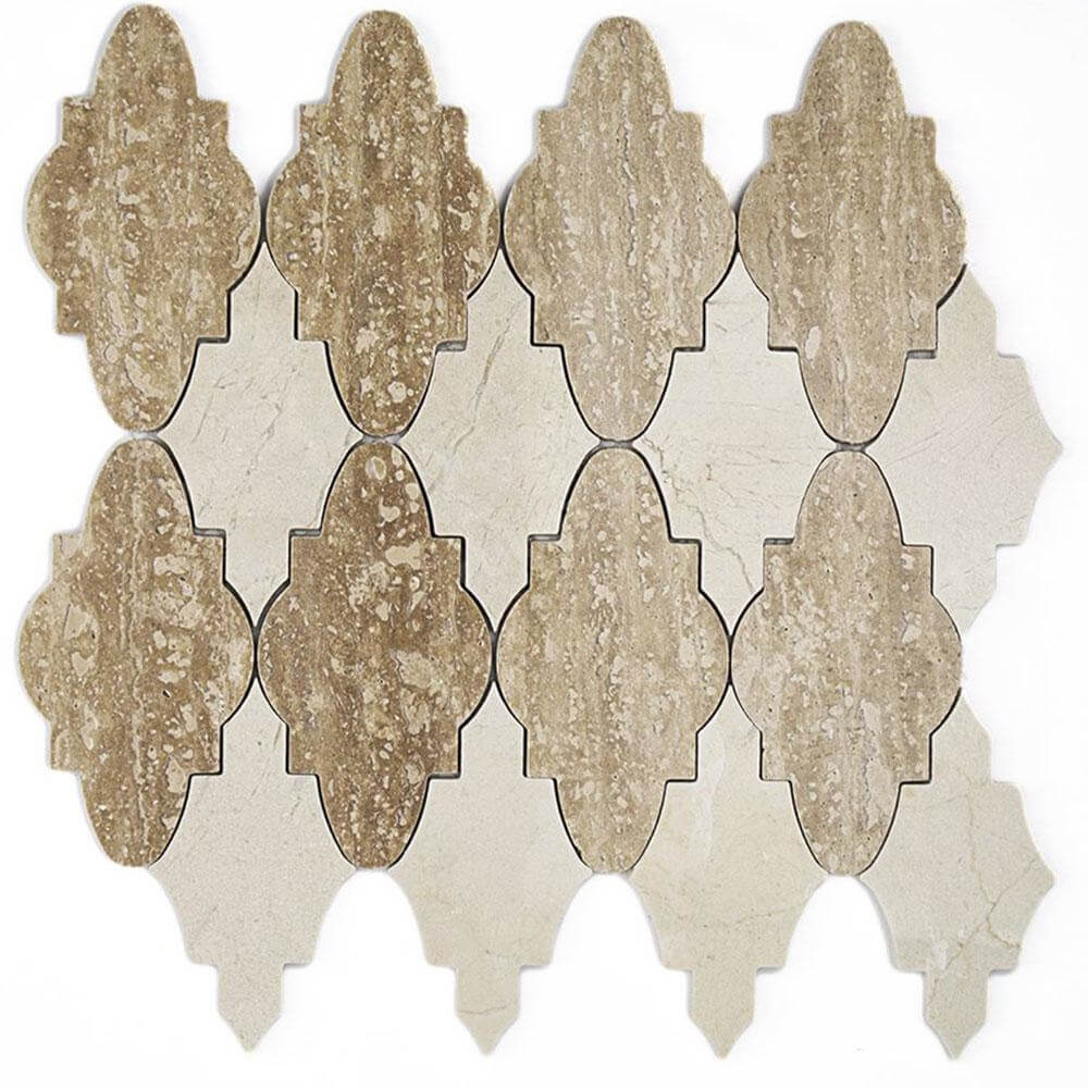 Nature Crema Marfil Marble Waterjet Mosaic Tile