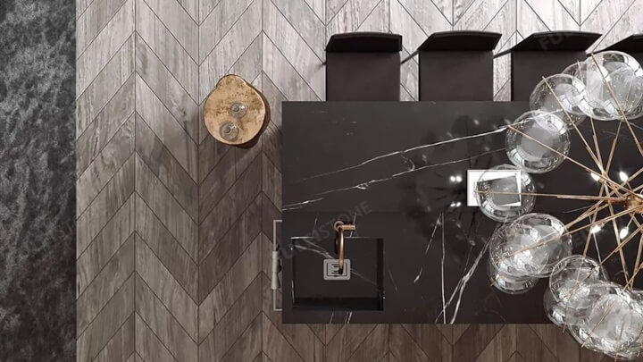 Nero Marquina Marble and Gold Metal Faucet
