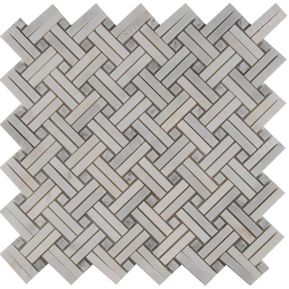 Polished Carrara White Marble Mesh Mosaic Tile