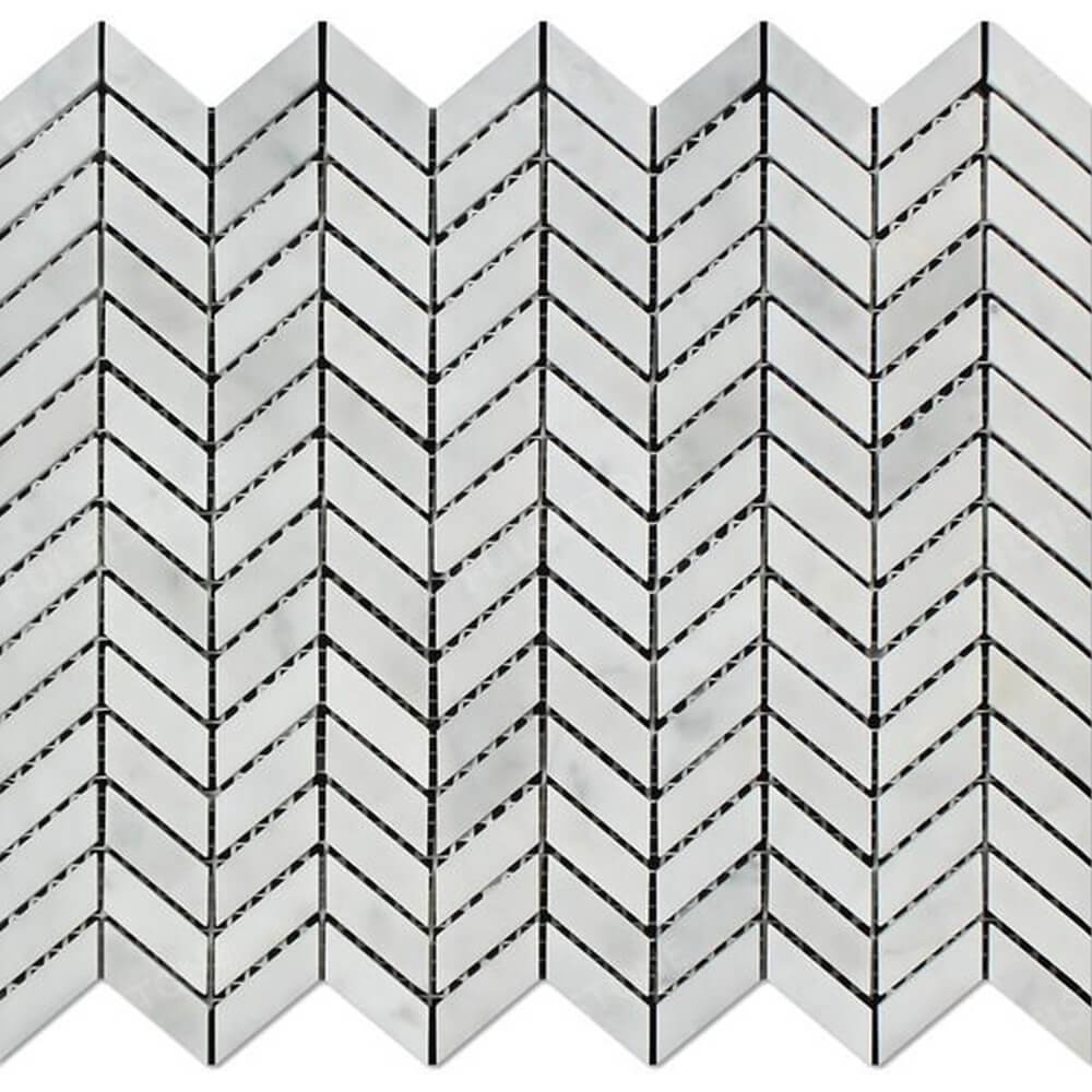 The 1x4 White Carrara Marble Line Mosaic Tile