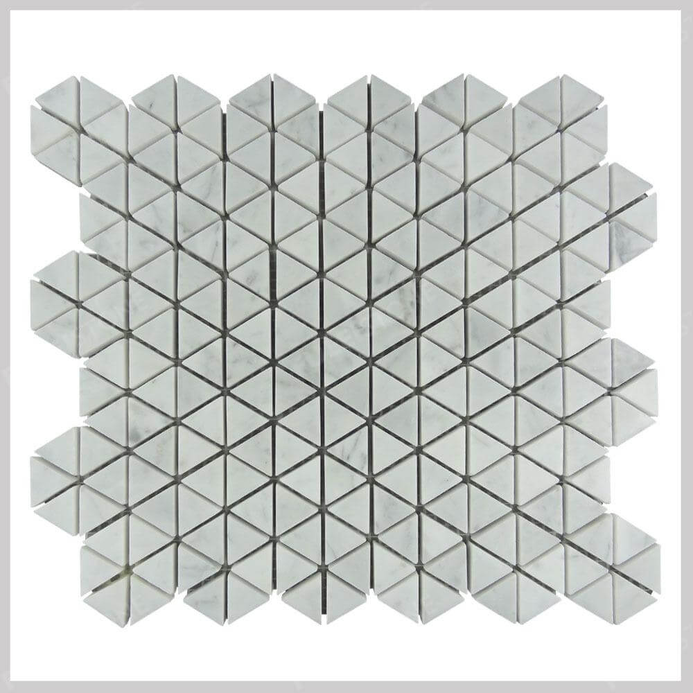 Triangle Bianco Carrara White Marble Mosaic Tiles