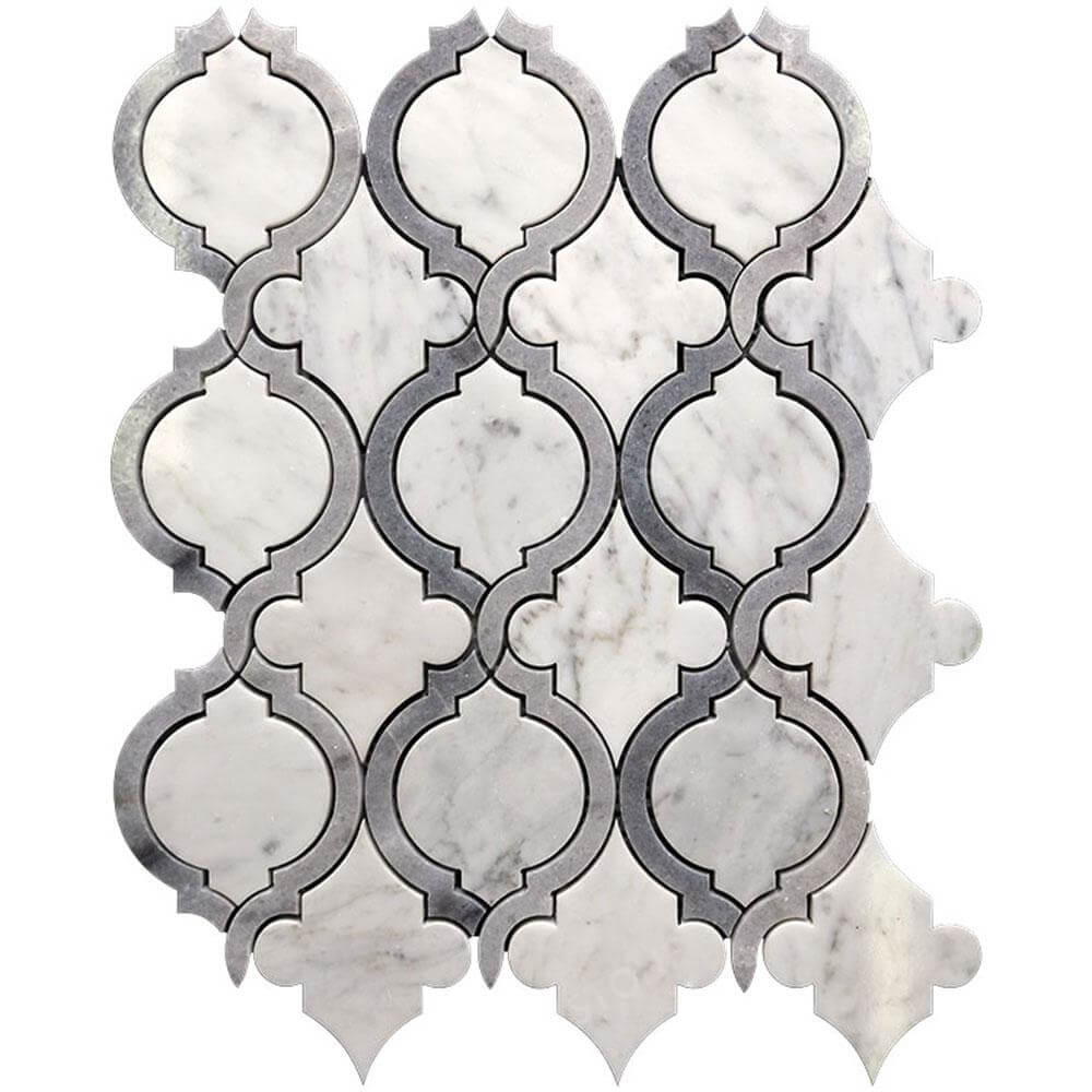 White Marble Waterjet Artistic Mosaic Tile