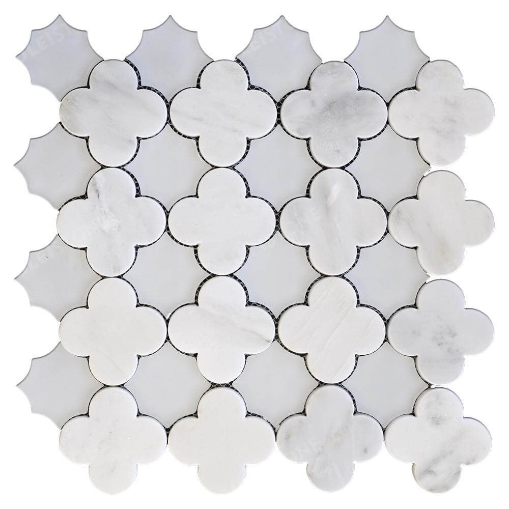 White Marble Waterjet Flower Mosaic Tile