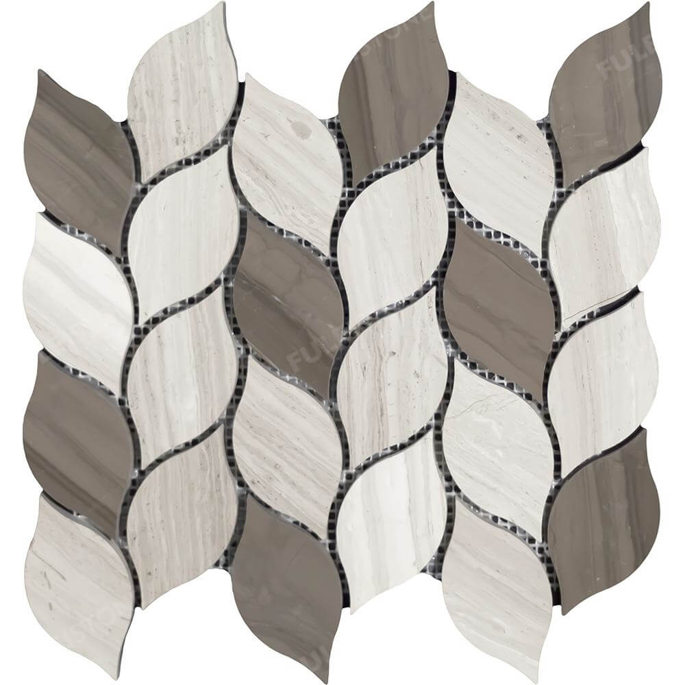 Willow Branch Wooden Athens Grey Marble Mosaic Tile