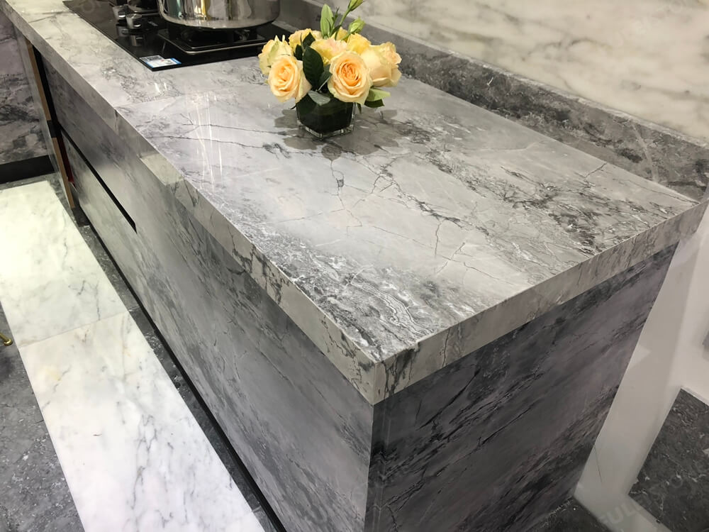 Super White Quartzite Countertop Edge