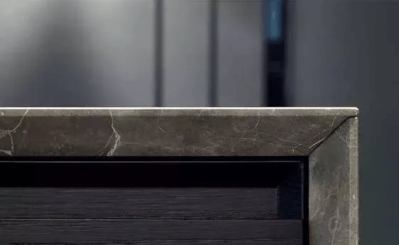 close up design of grey marble apron