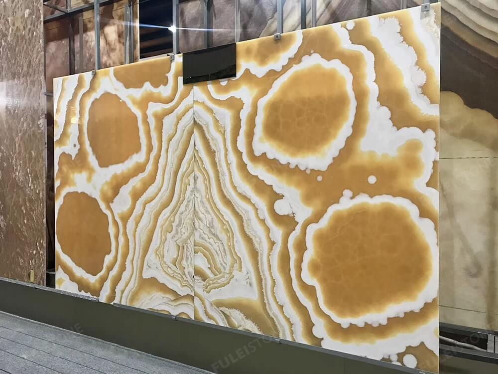 Bookmatch Polished Alabaster Onyx Slab