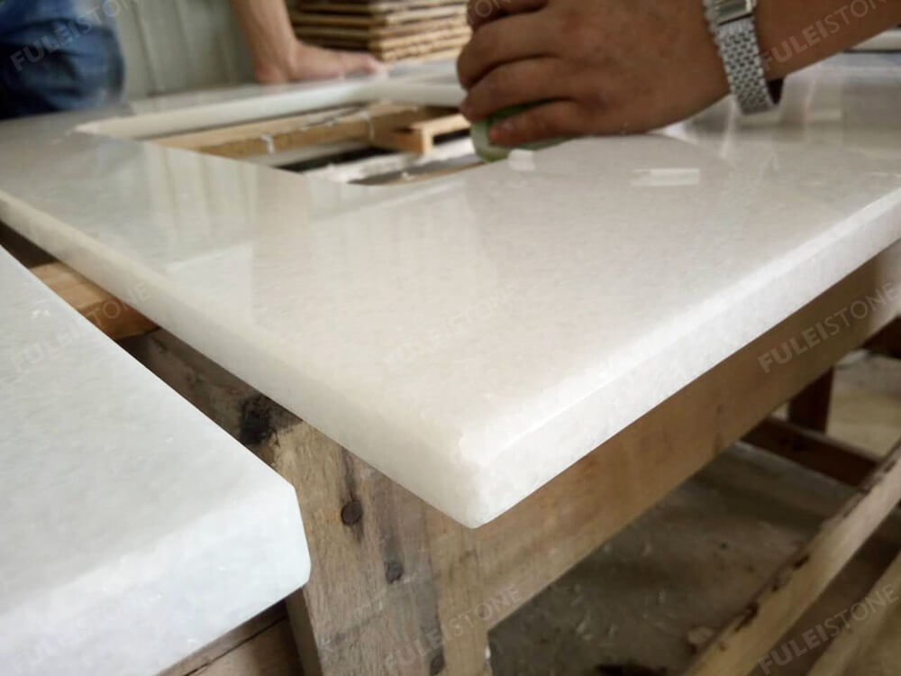 Crystal White Marble Vanity Top Eased Edges