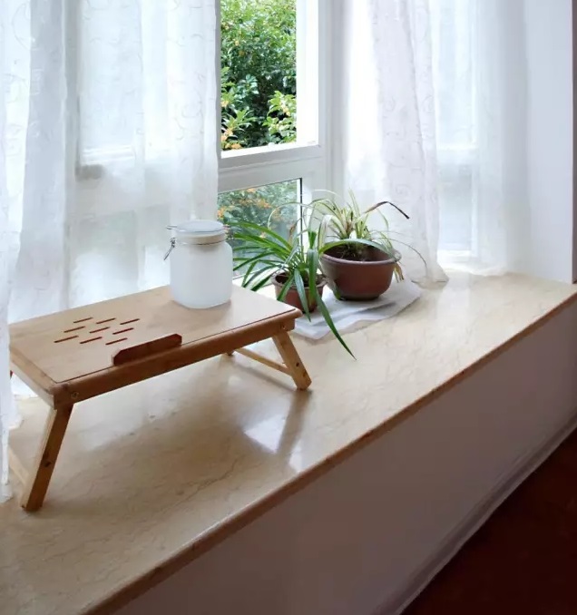 beige marble windows sills