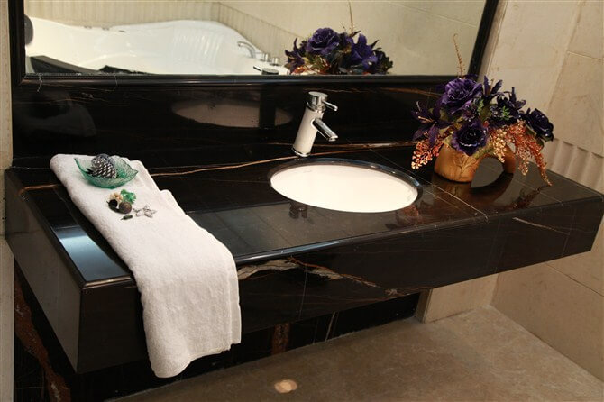 Sahara Noir Marble Vanity Tops With Sink