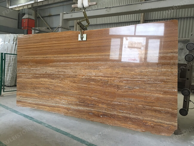 gold travertine slab