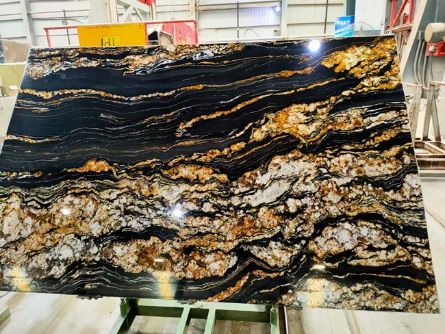 black magma stone on polishing