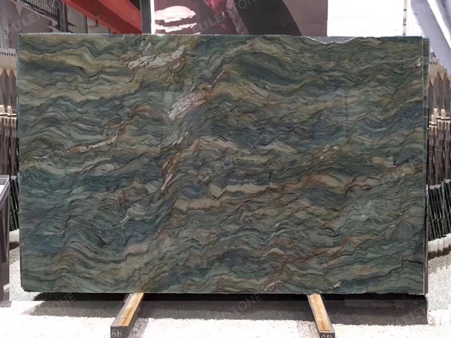 Blue Fusion quartzite slab with dark blue veins