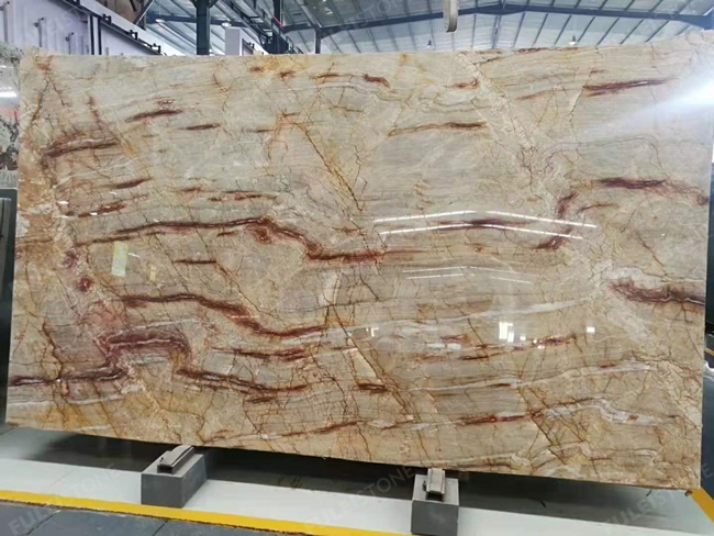 Onyx Bamboo Quartzite dark color in warehouse