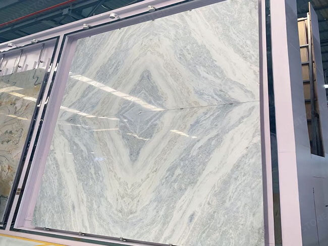 Polished Bookmathced Iceberg Blue Quartzite for wall