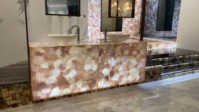 Agate Bathroom Design with LED Backlight