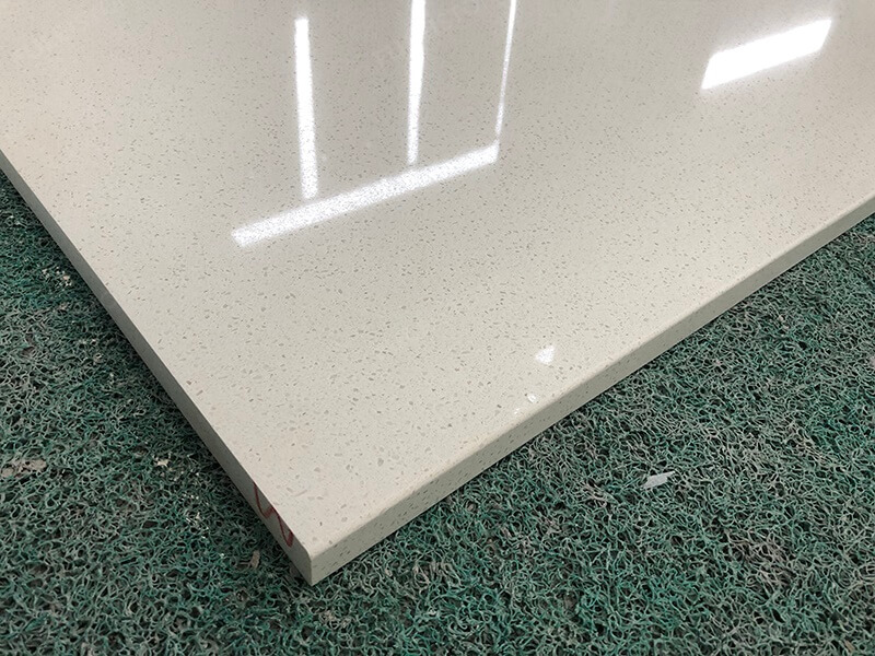 close up of frost white quartz kitchen countertop