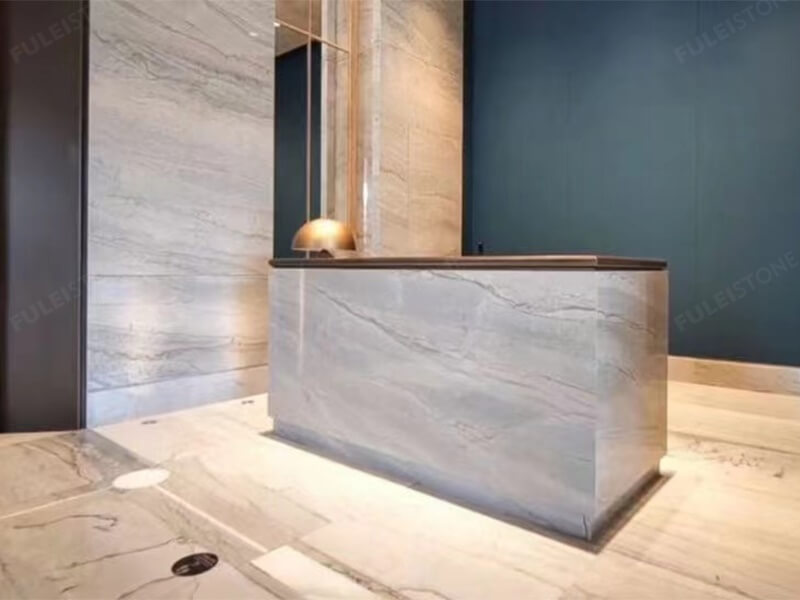 opus white quartzite reception desk
