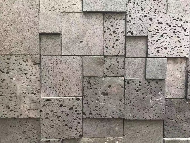 Black Lava Stone concave and convex wall