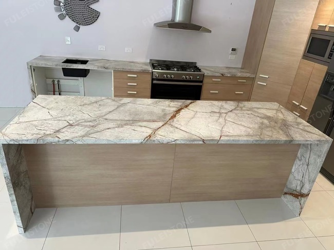Fantastic Grey Marble Kitchen Island