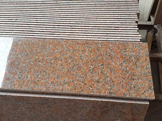 polished maple red granite stairs (5)
