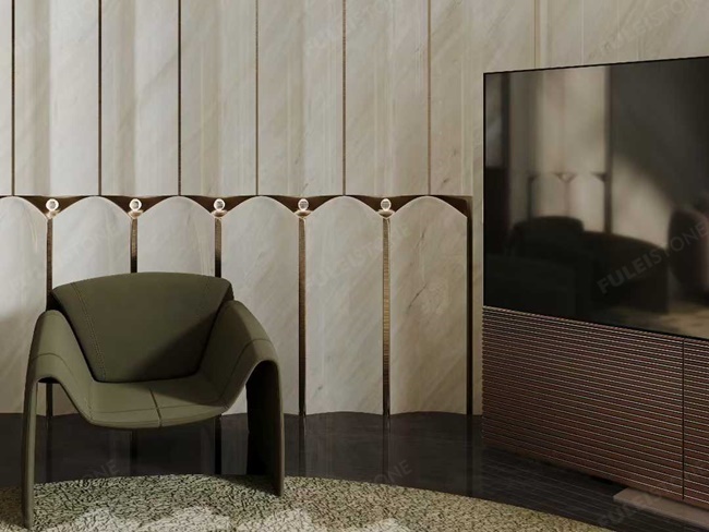 Volakas Gold Marble Feature Wall