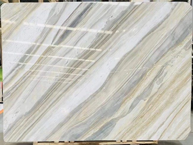 Volakas Gold Marble Slab with clear gold and grey veins 1